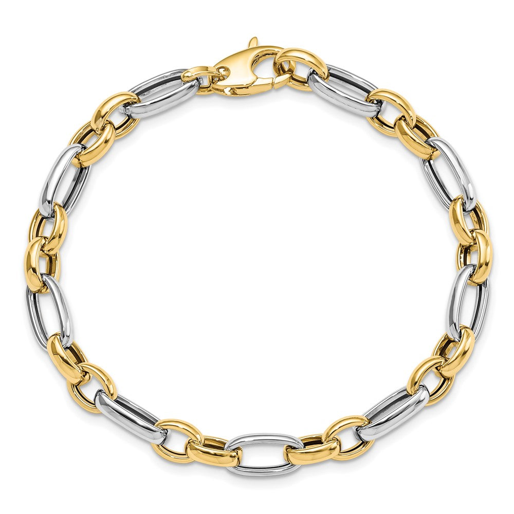 14K Two-tone Polished 5.0mm Fancy Link 7.5 inch Bracelet