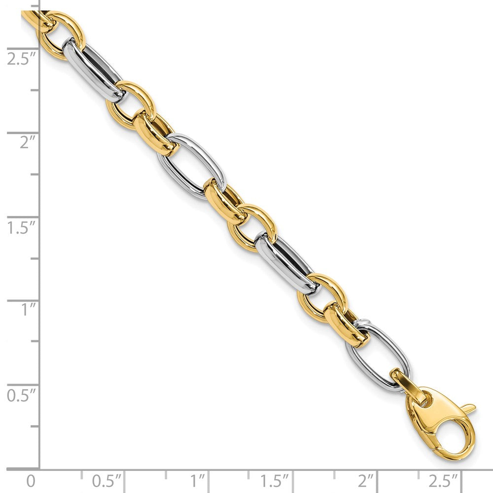 14K Two-tone Polished 5.0mm Fancy Link 7.5 inch Bracelet
