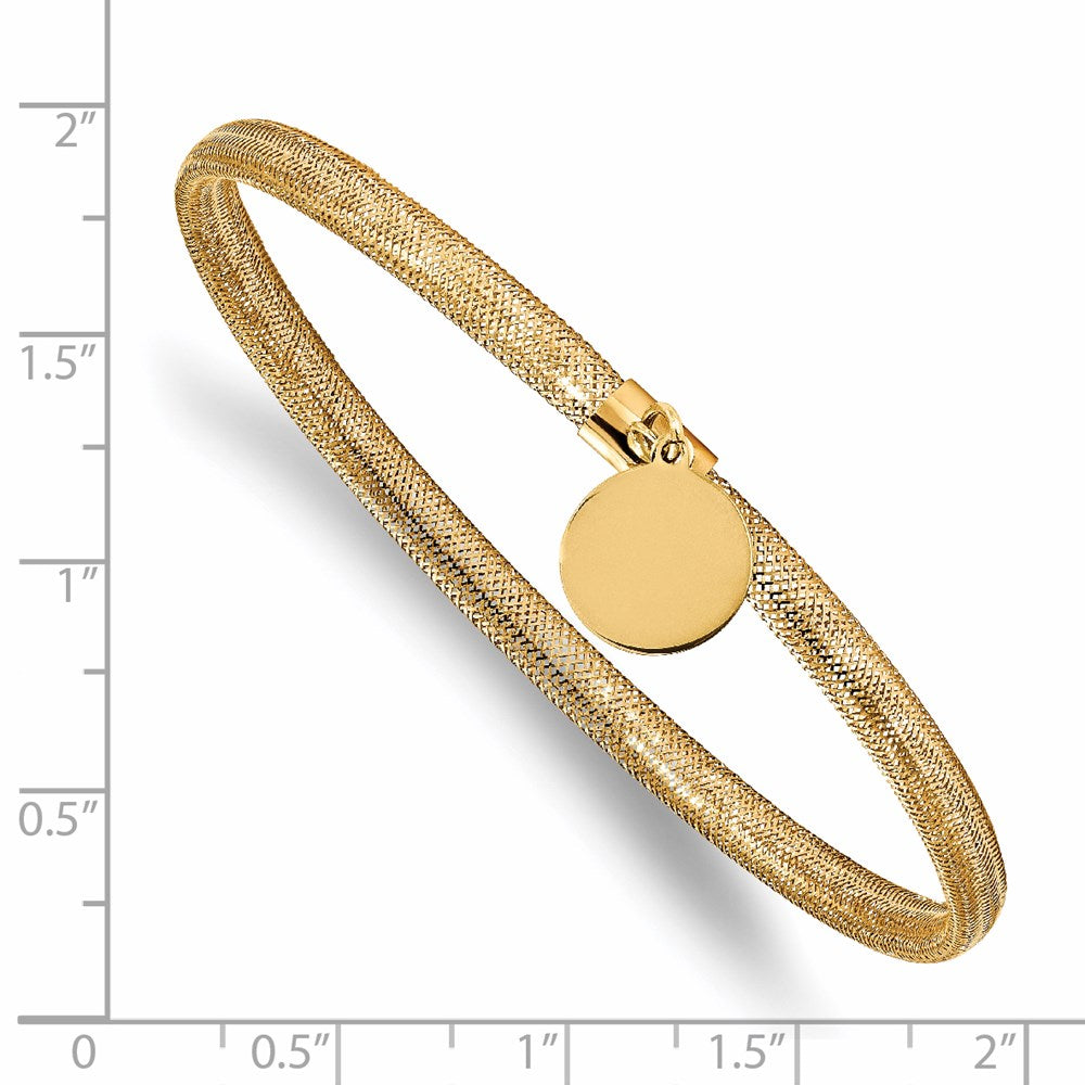 14K Stretch Mesh with Dangle Circle Charm Bracelet