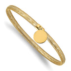 14K Stretch Mesh with Dangle Circle Charm Bracelet