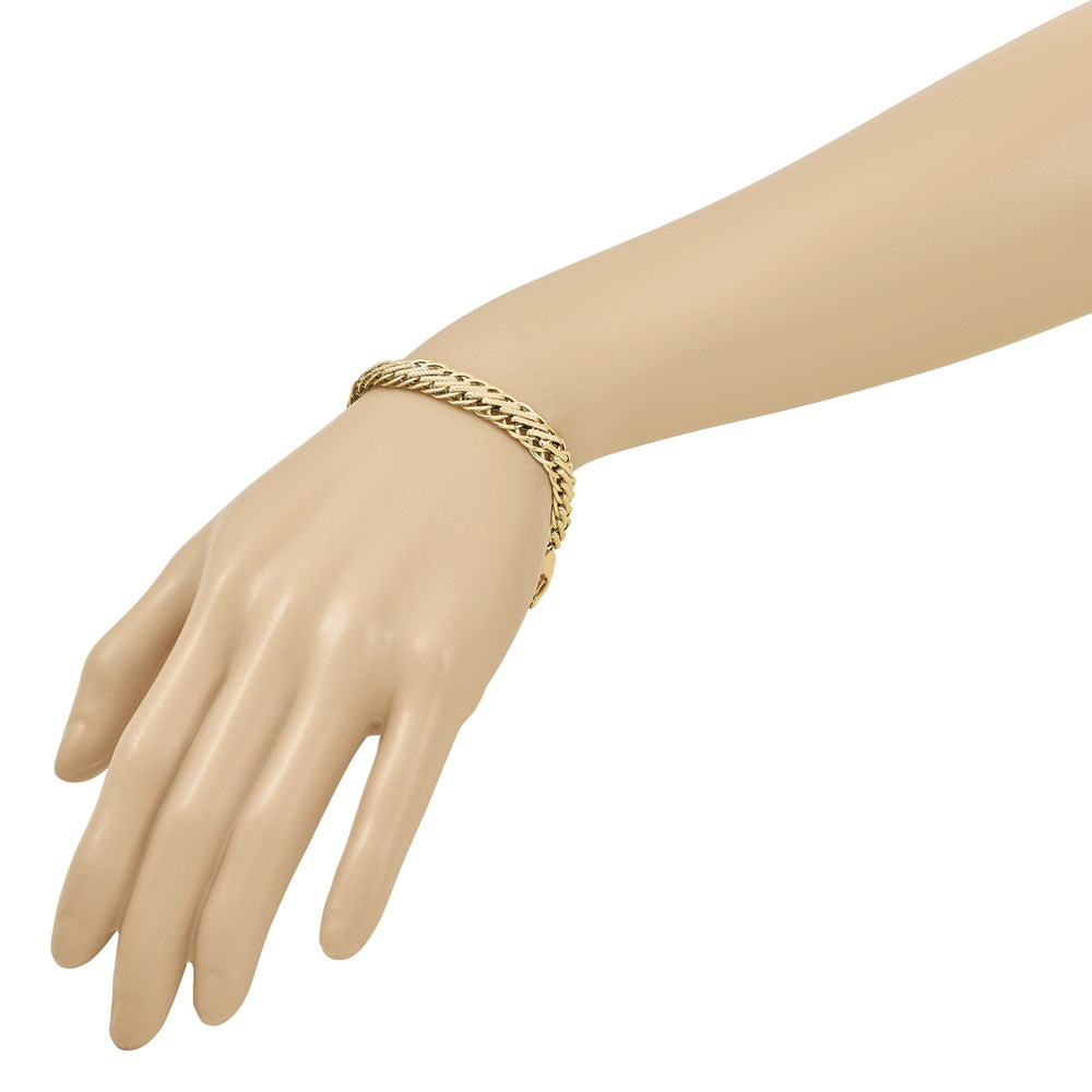 14K Polished and Textured Fancy Link7.75 inch Bracelet