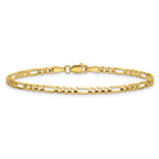 14K 3mm Concave Open Figaro with Lobster Clasp Bracelet