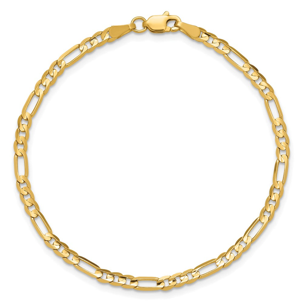 14K 3mm Concave Open Figaro with Lobster Clasp Bracelet