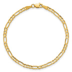 14K 3mm Concave Open Figaro with Lobster Clasp Bracelet