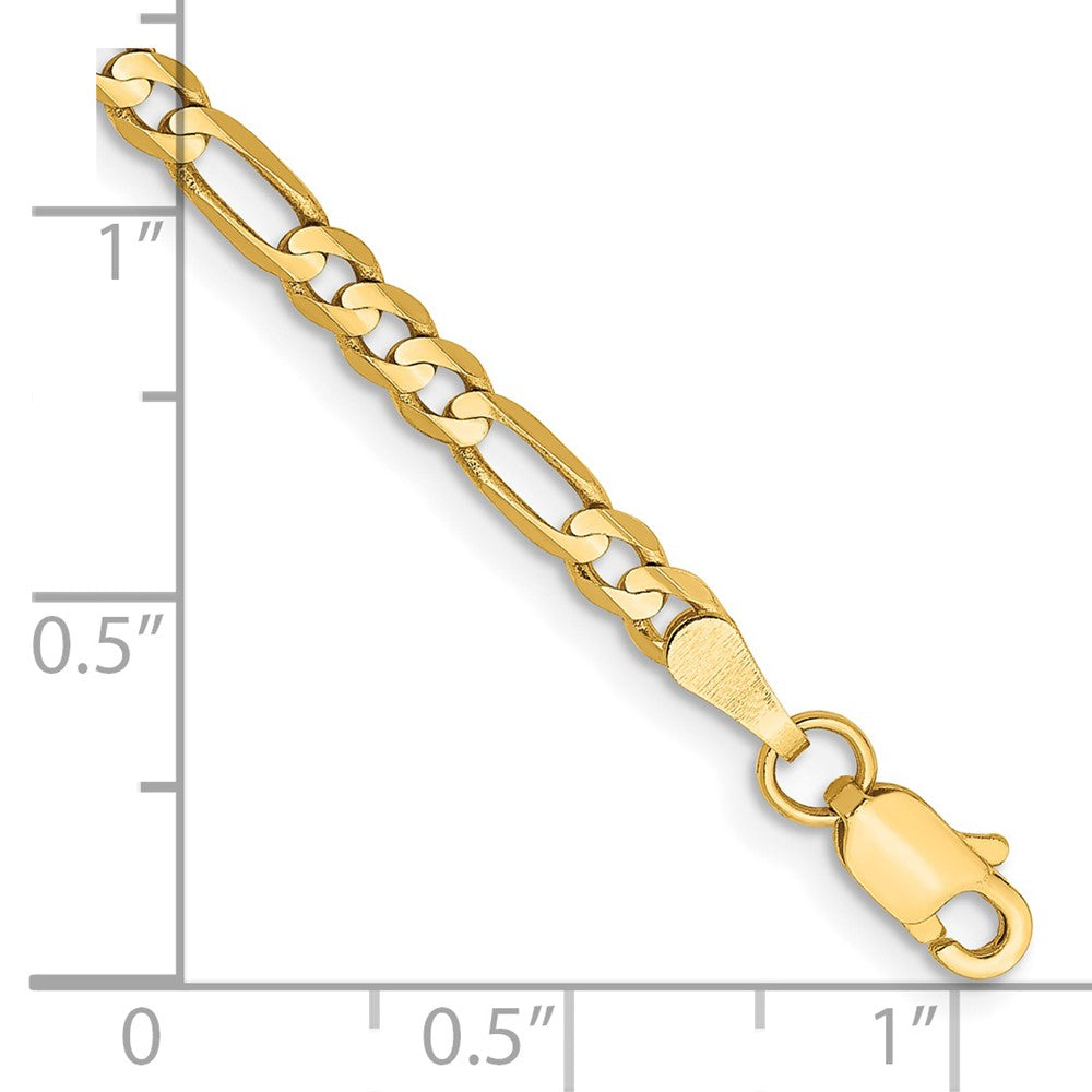 14K 3mm Concave Open Figaro with Lobster Clasp Bracelet