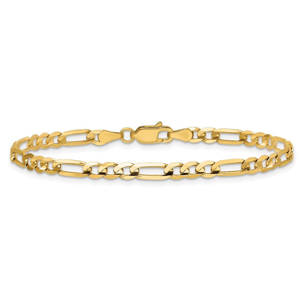 14K 4mm Concave Open Figaro with Lobster Clasp Bracelet