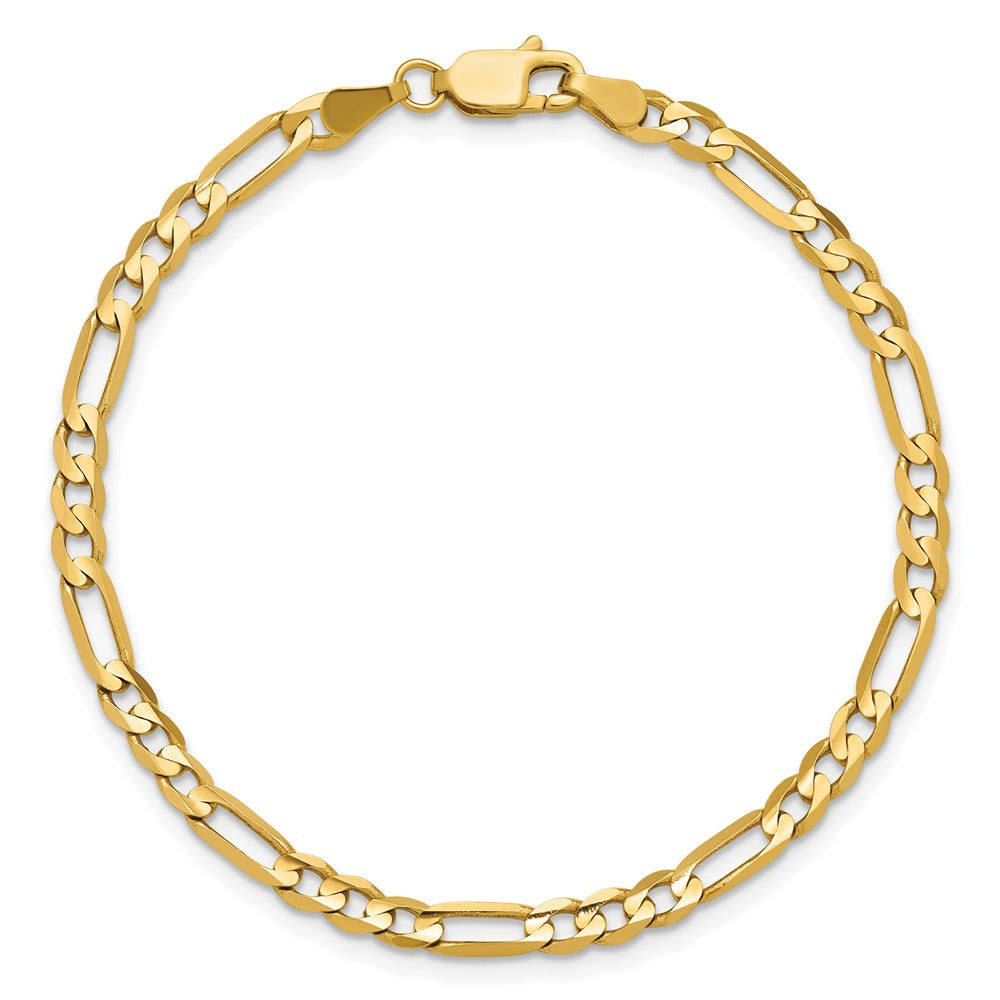 14K 4mm Concave Open Figaro with Lobster Clasp Bracelet
