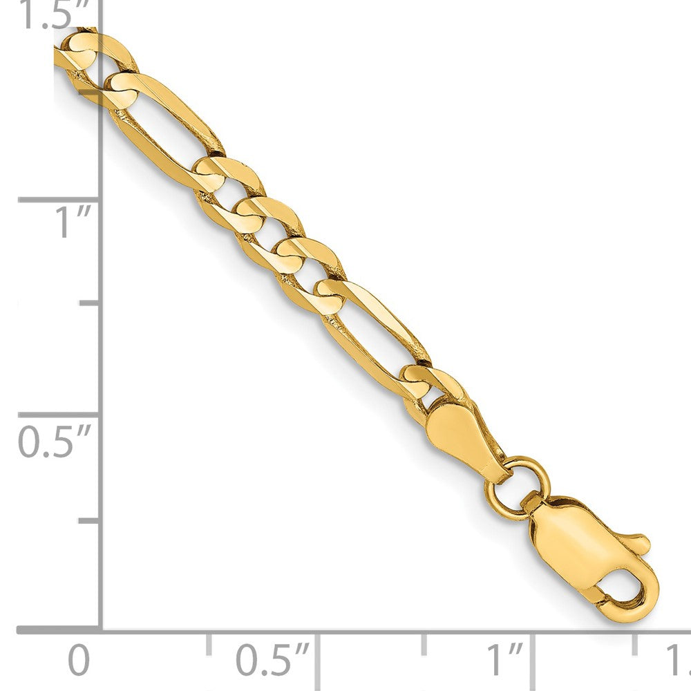 14K 4mm Concave Open Figaro with Lobster Clasp Bracelet
