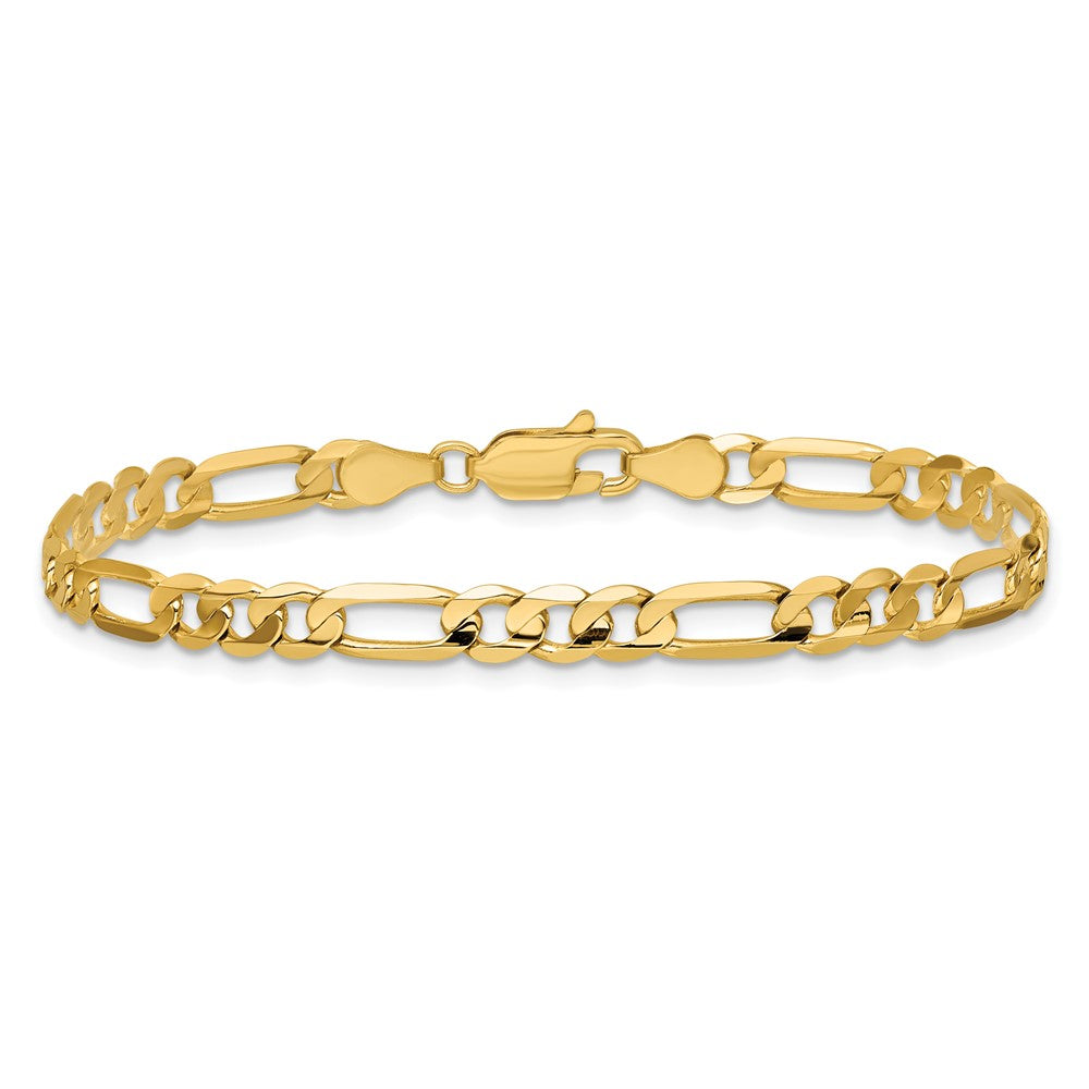 14K 4.5mm Concave Open Figaro with Lobster Clasp Bracelet
