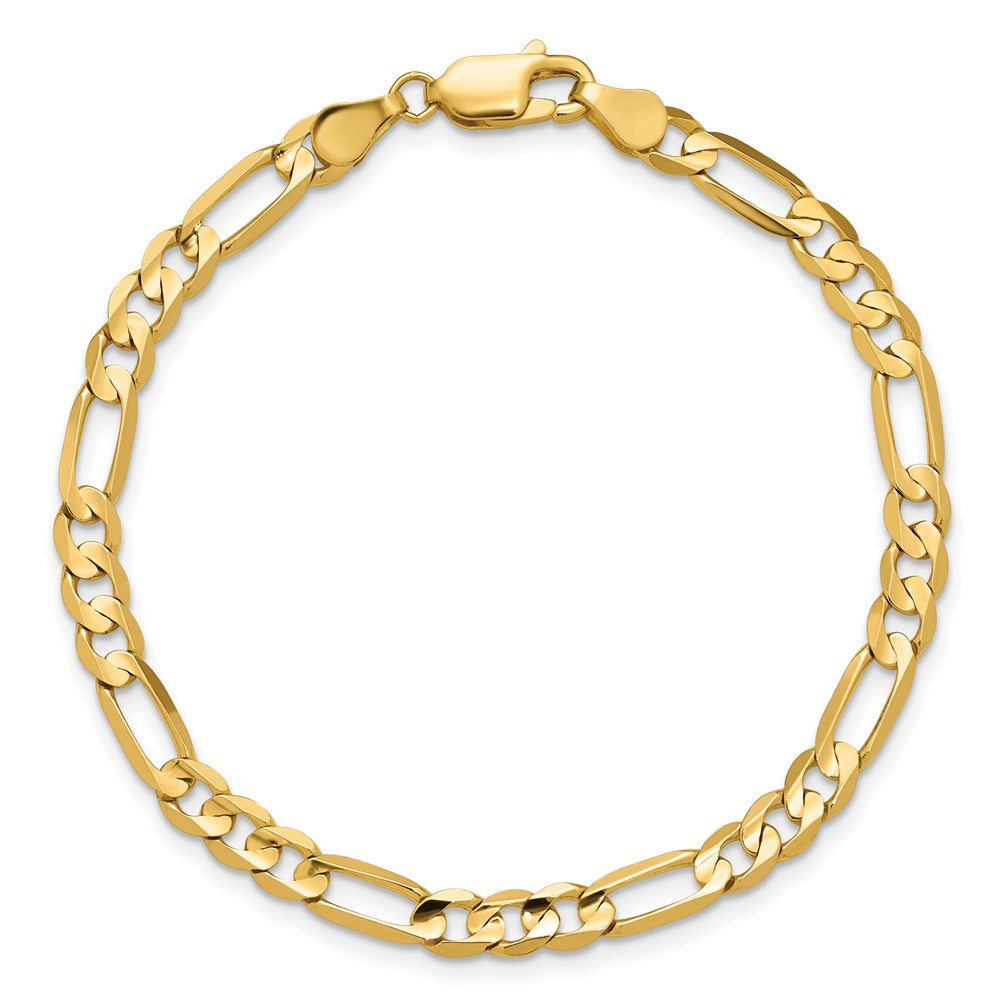 14K 4.5mm Concave Open Figaro with Lobster Clasp Bracelet