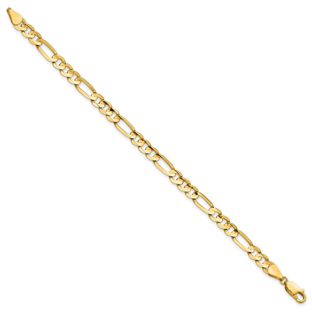 14K 5.5mm Concave Open Figaro with Lobster Clasp Bracelet
