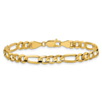 14K 5.5mm Concave Open Figaro with Lobster Clasp Bracelet