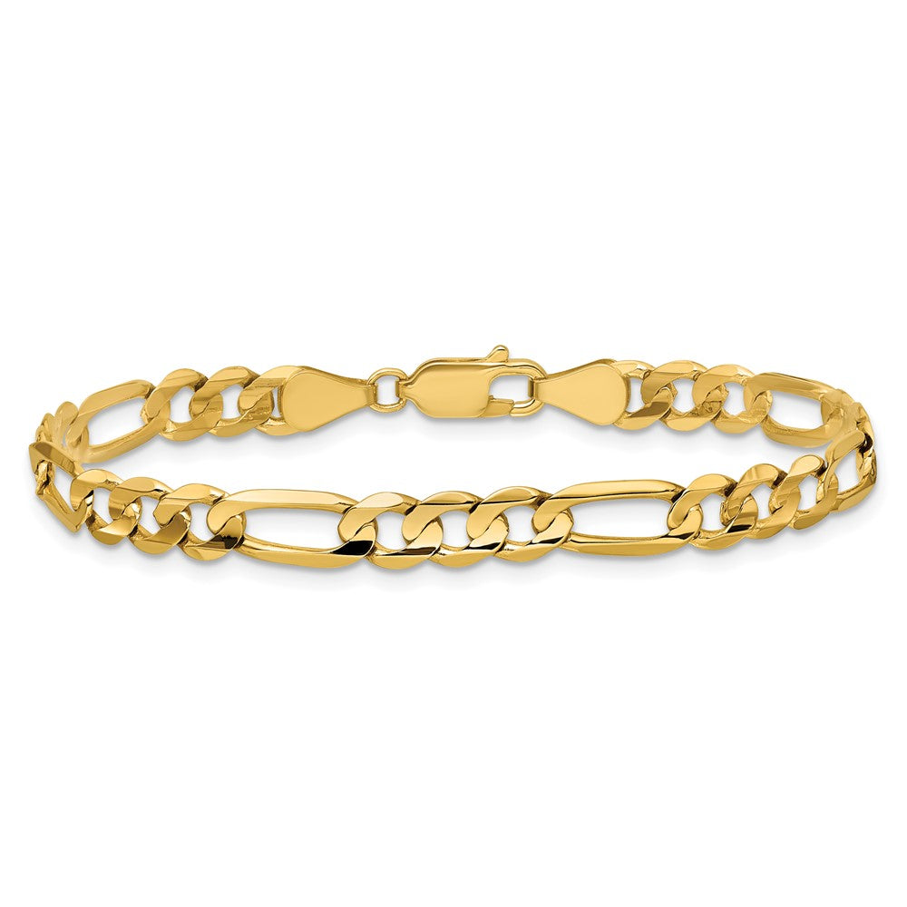 14K 5.5mm Concave Open Figaro with Lobster Clasp Bracelet
