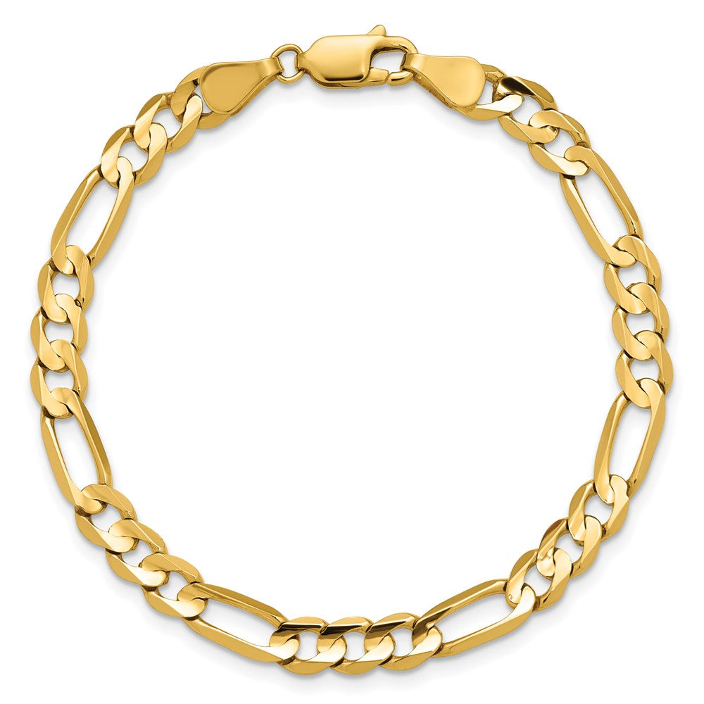 14K 5.5mm Concave Open Figaro with Lobster Clasp Bracelet