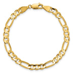 14K 5.5mm Concave Open Figaro with Lobster Clasp Bracelet