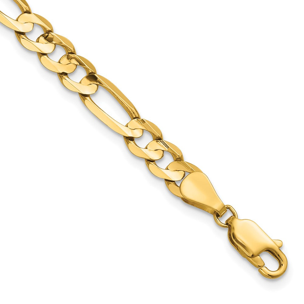 14K 5.5mm Concave Open Figaro with Lobster Clasp Bracelet