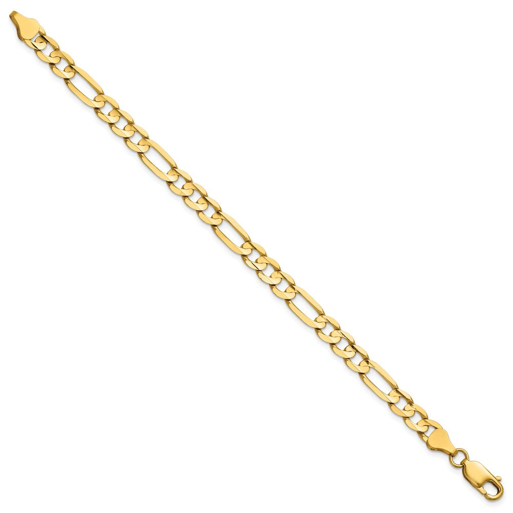 14K 6mm Concave Open Figaro with Lobster Clasp Bracelet