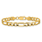 14K 6mm Concave Open Figaro with Lobster Clasp Bracelet