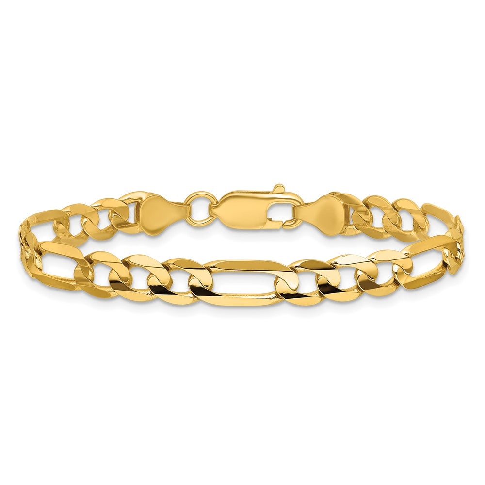 14K 6mm Concave Open Figaro with Lobster Clasp Bracelet