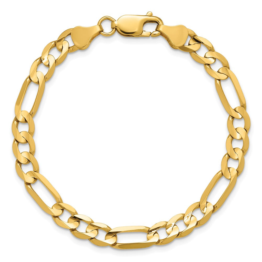 14K 6mm Concave Open Figaro with Lobster Clasp Bracelet