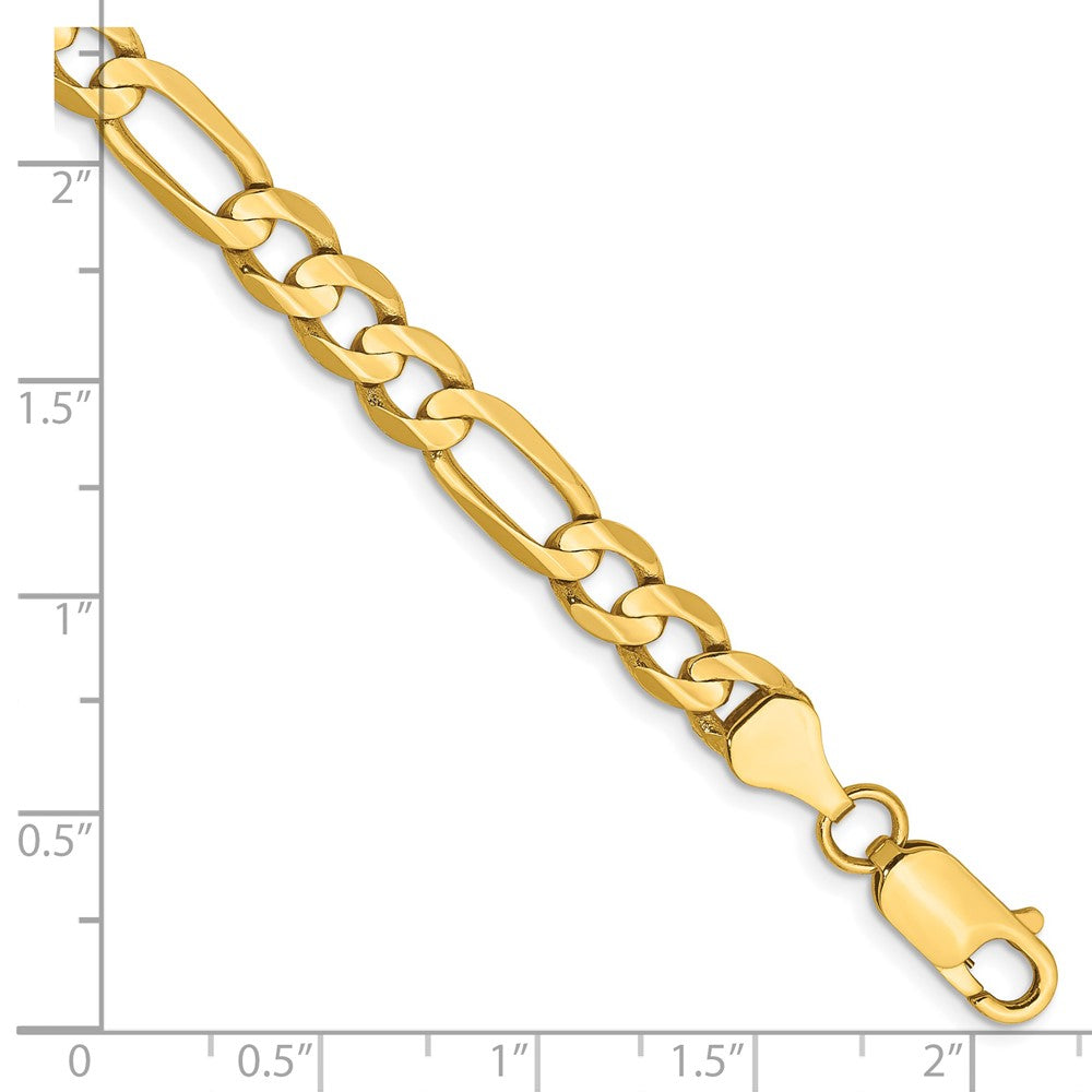 14K 6mm Concave Open Figaro with Lobster Clasp Bracelet