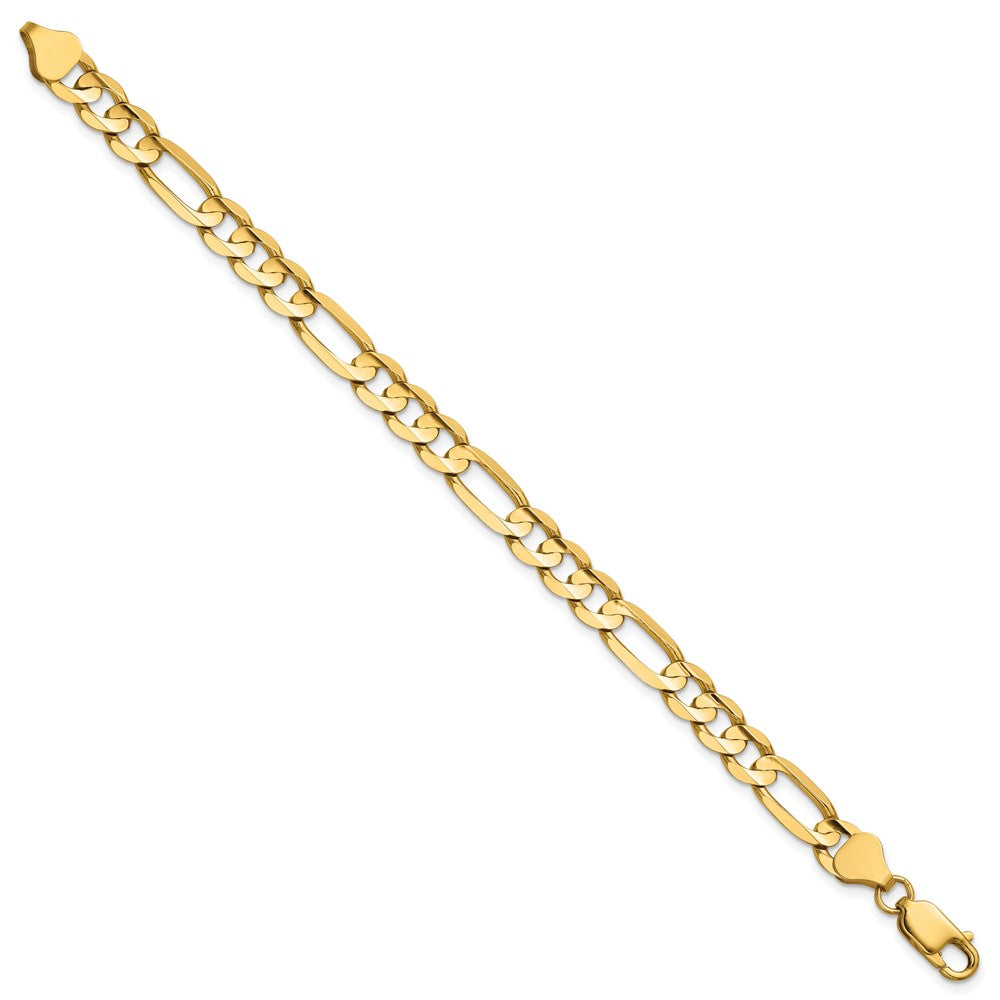 14K 6.75mm Concave Open Figaro with Lobster Clasp Bracelet