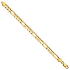 14K 6.75mm Concave Open Figaro with Lobster Clasp Bracelet