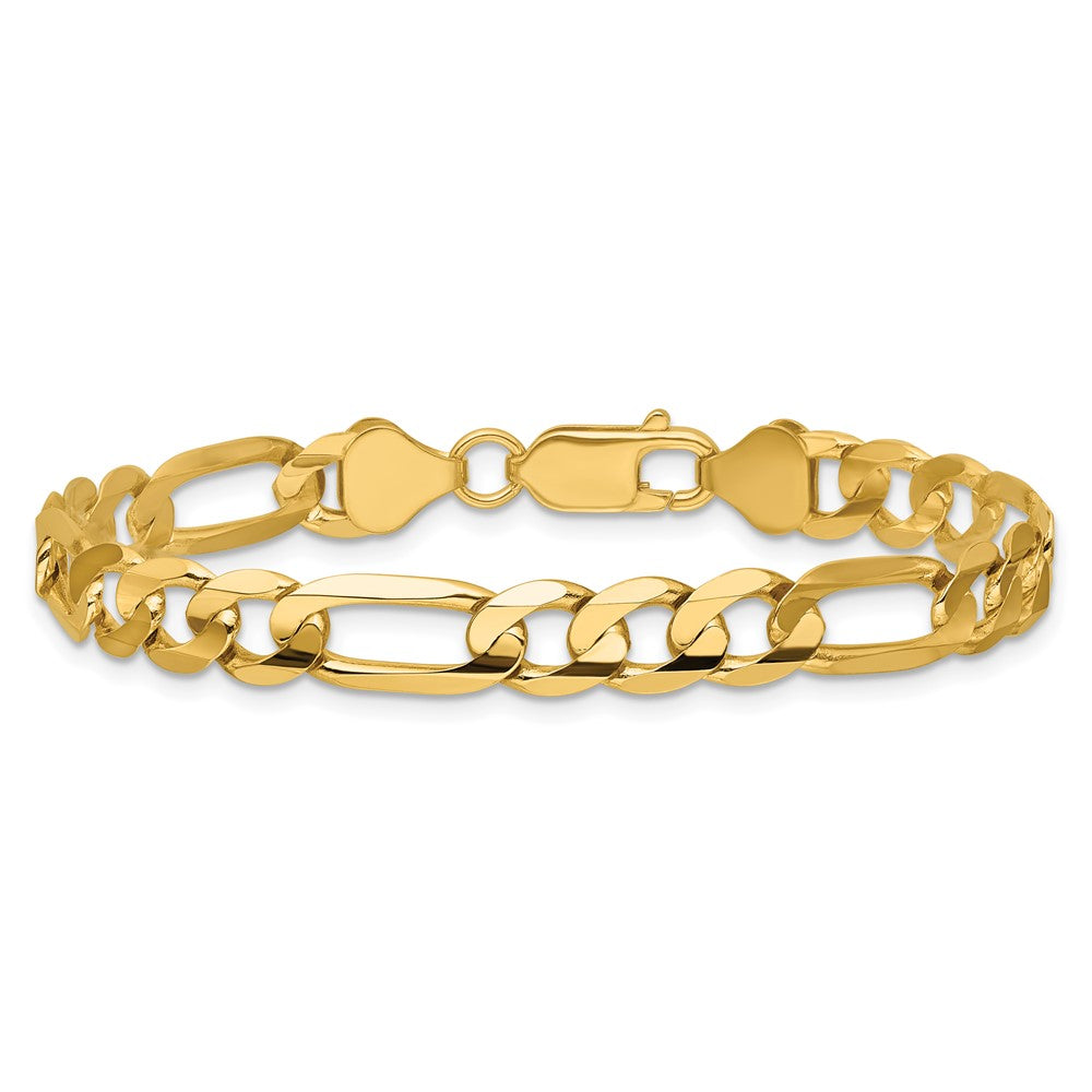 14K 6.75mm Concave Open Figaro with Lobster Clasp Bracelet