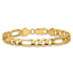 14K 6.75mm Concave Open Figaro with Lobster Clasp Bracelet
