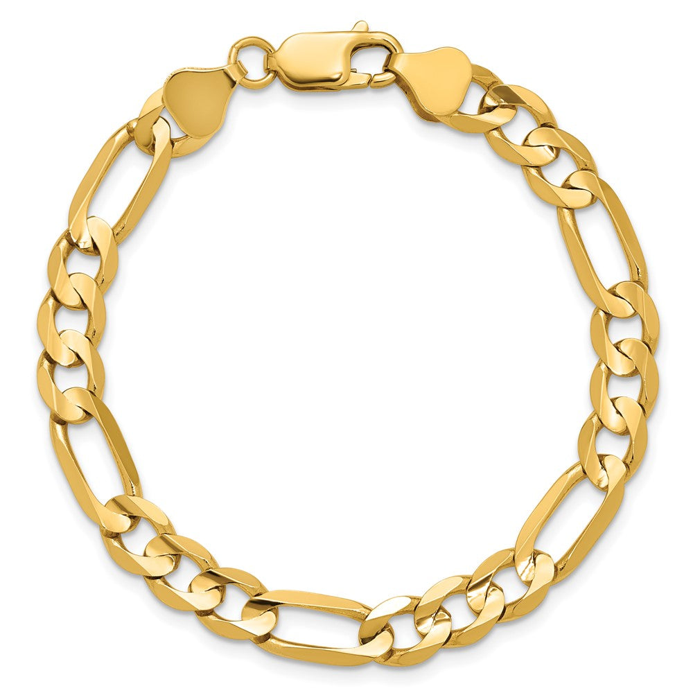 14K 6.75mm Concave Open Figaro with Lobster Clasp Bracelet
