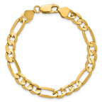 14K 6.75mm Concave Open Figaro with Lobster Clasp Bracelet