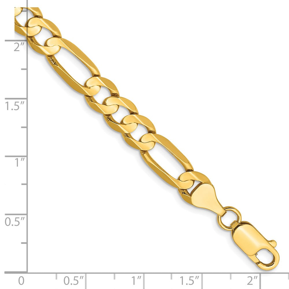 14K 6.75mm Concave Open Figaro with Lobster Clasp Bracelet