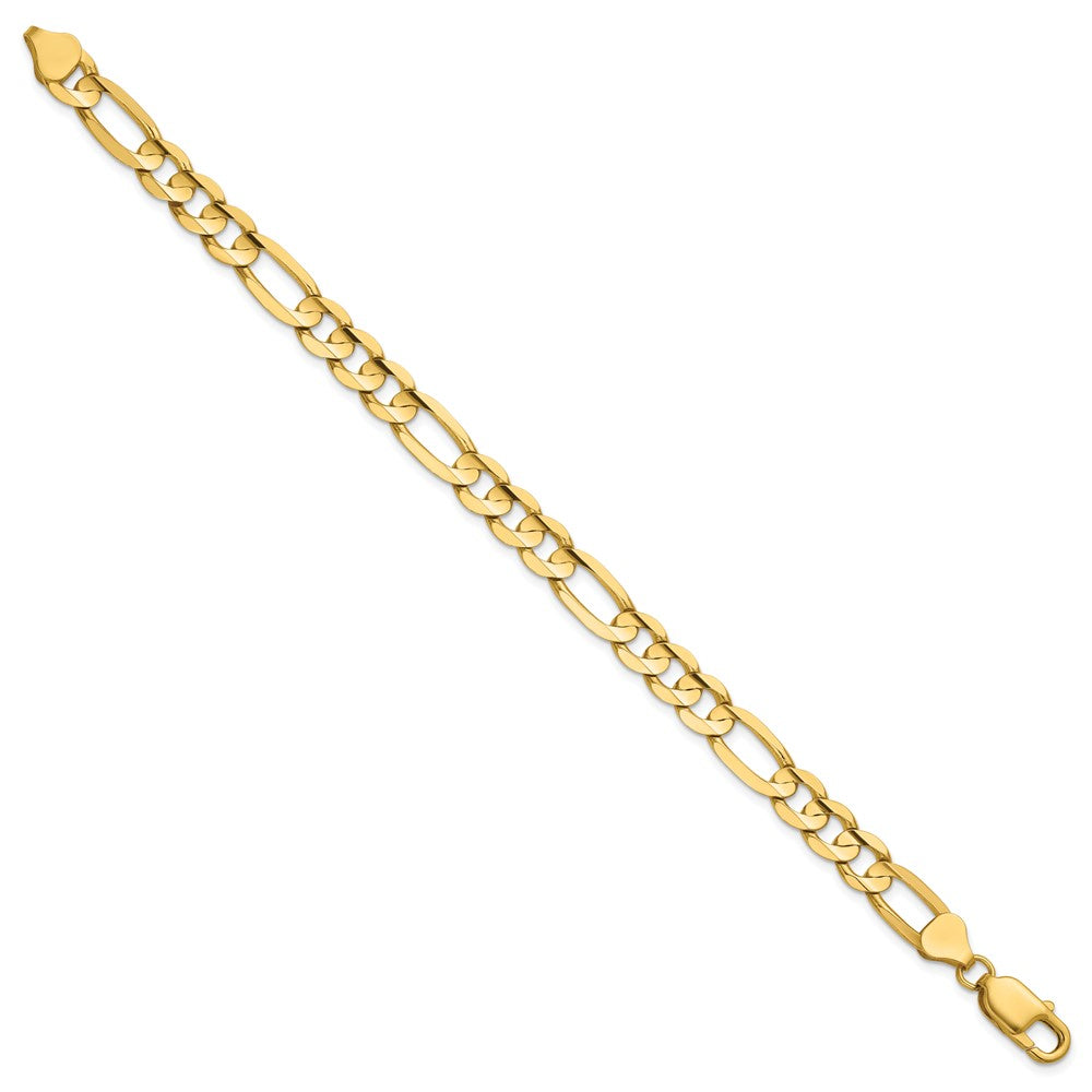 14K 7.5mm Concave Open Figaro with Lobster Clasp Bracelet