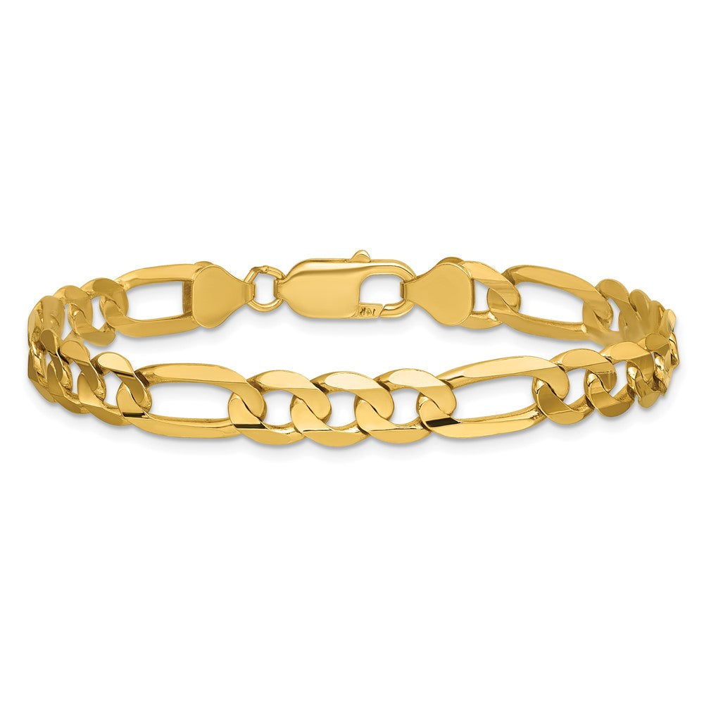 14K 7.5mm Concave Open Figaro with Lobster Clasp Bracelet