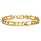 14K 7.5mm Concave Open Figaro with Lobster Clasp Bracelet