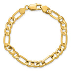 14K 7.5mm Concave Open Figaro with Lobster Clasp Bracelet