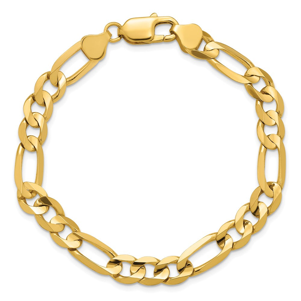 14K 7.5mm Concave Open Figaro with Lobster Clasp Bracelet
