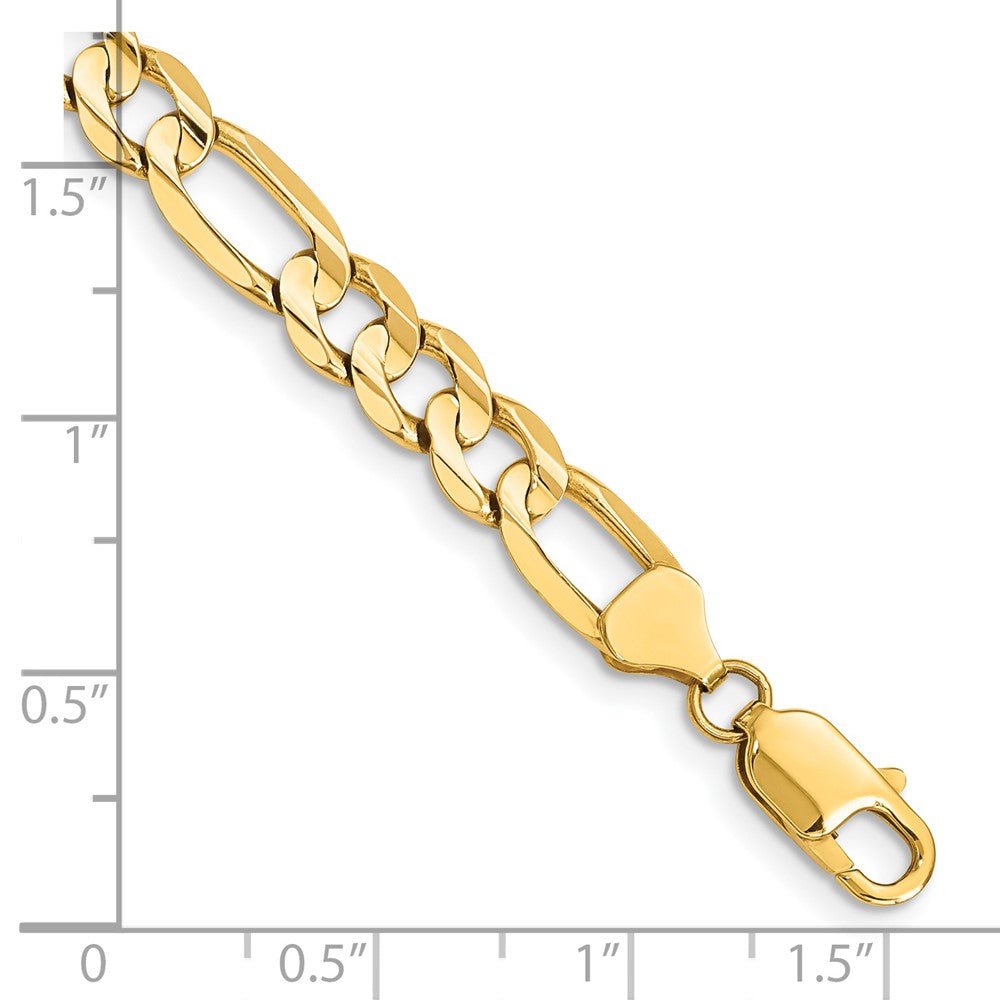 14K 7.5mm Concave Open Figaro with Lobster Clasp Bracelet