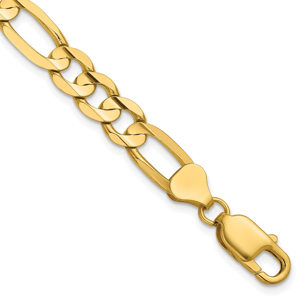 14K 7.5mm Concave Open Figaro with Lobster Clasp Bracelet