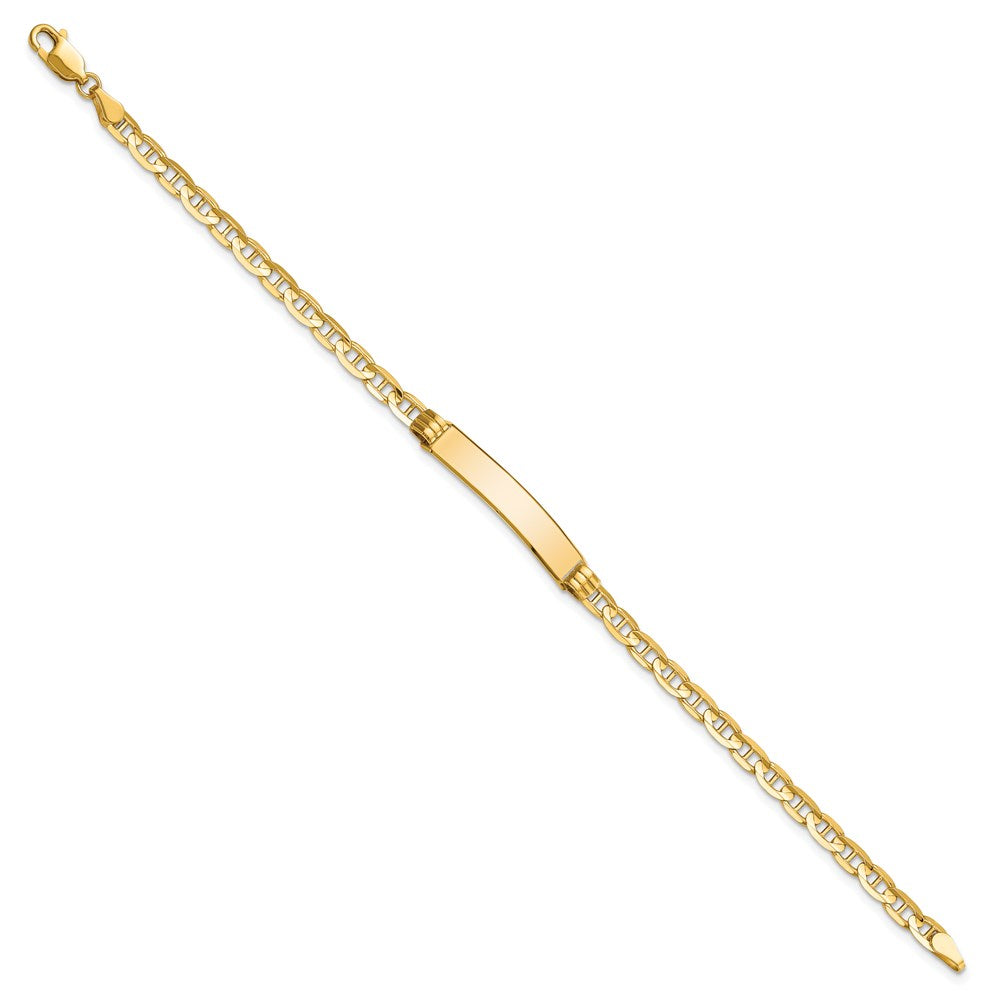 14k Polished Solid Chain/Solid Plate Anchor Link 24.5x4.5mm Plate 8 inch ID Bracelet
