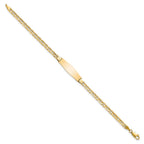14k Polished Solid Chain/Solid Plate Anchor Link Soft Diamond Shape 24.5x7.5mm Plate 7 inch ID Bracelet