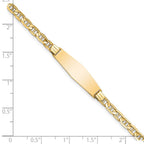 14k Polished Solid Chain/Solid Plate Anchor Link Soft Diamond Shape 24.5x7.5mm Plate 8 inch ID Bracelet