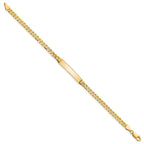 14k Polished Solid Chain/Solid Plate Curb Link 24.5x5mm Plate 7 inch ID Bracelet