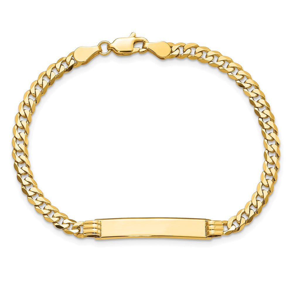 14k Polished Solid Chain/Solid Plate Curb Link 24.5x5mm Plate 8 inch ID Bracelet
