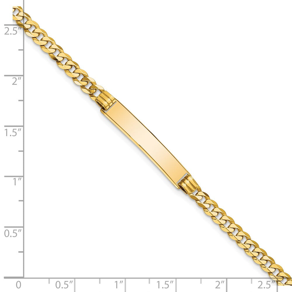 14k Polished Solid Chain/Solid Plate Curb Link 24.5x5mm Plate 8 inch ID Bracelet