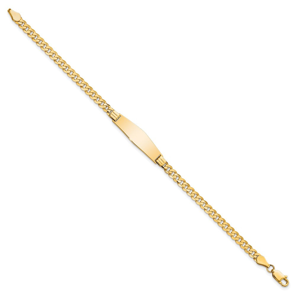 14k Polished Solid Chain/Solid Plate Curb Link Soft Diamond Shape 24.5x7.5mm Plate 8 inch ID Bracelet