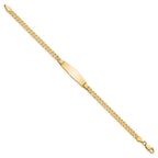 14k Polished Solid Chain/Solid Plate Curb Link Soft Diamond Shape 24.5x7.5mm Plate 8 inch ID Bracelet