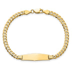 14k Polished Solid Chain/Solid Plate Curb Link Soft Diamond Shape 24.5x7.5mm Plate 8 inch ID Bracelet
