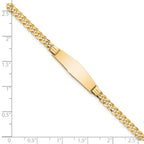 14k Polished Solid Chain/Solid Plate Curb Link Soft Diamond Shape 24.5x7.5mm Plate 7 inch ID Bracelet