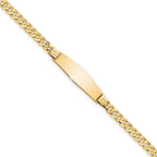 14k Polished Solid Chain/Solid Plate Curb Link Soft Diamond Shape 24.5x7.5mm Plate 7 inch ID Bracelet